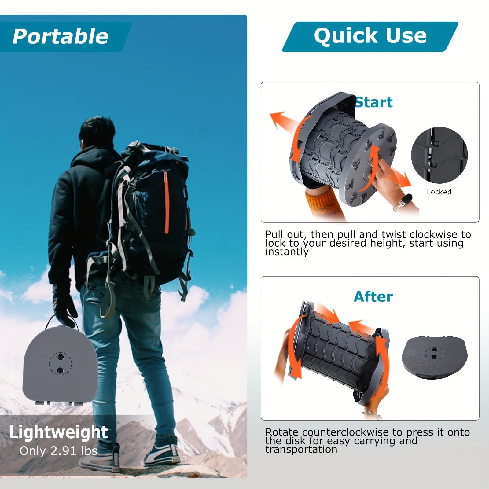 Camping Toilet Portable Adjustable Potty