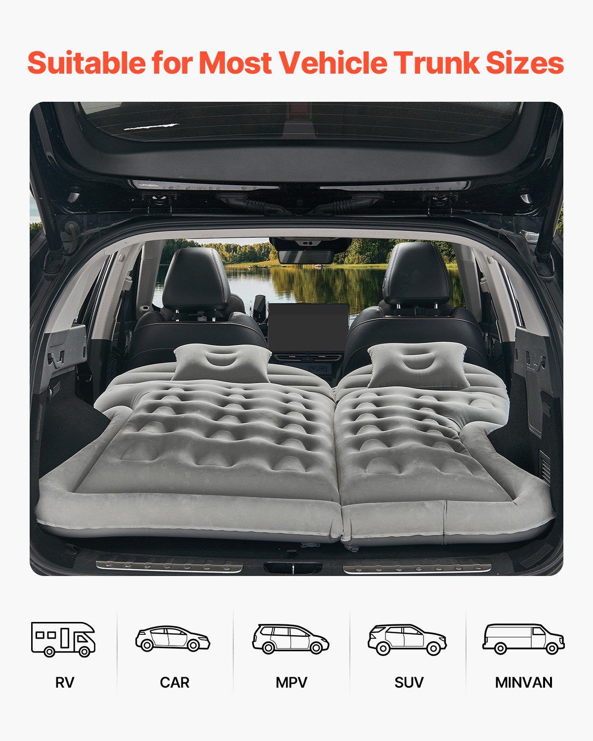 Car Air Mattress, Inflatable Car Camping Mattress, Flocking Thickened