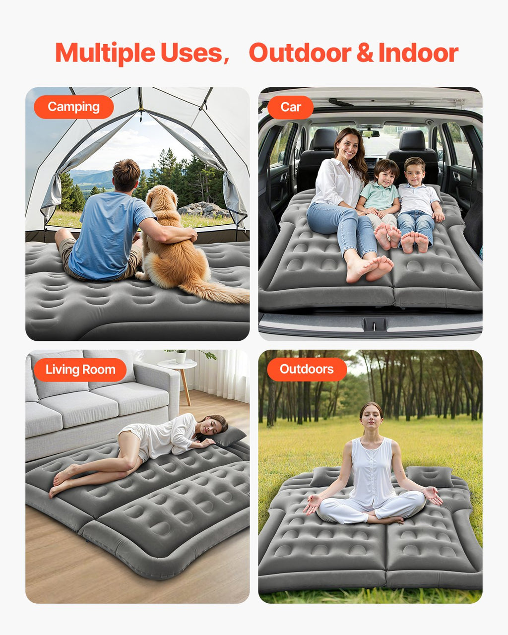 Car Air Mattress, Inflatable Car Camping Mattress, Flocking Thickened