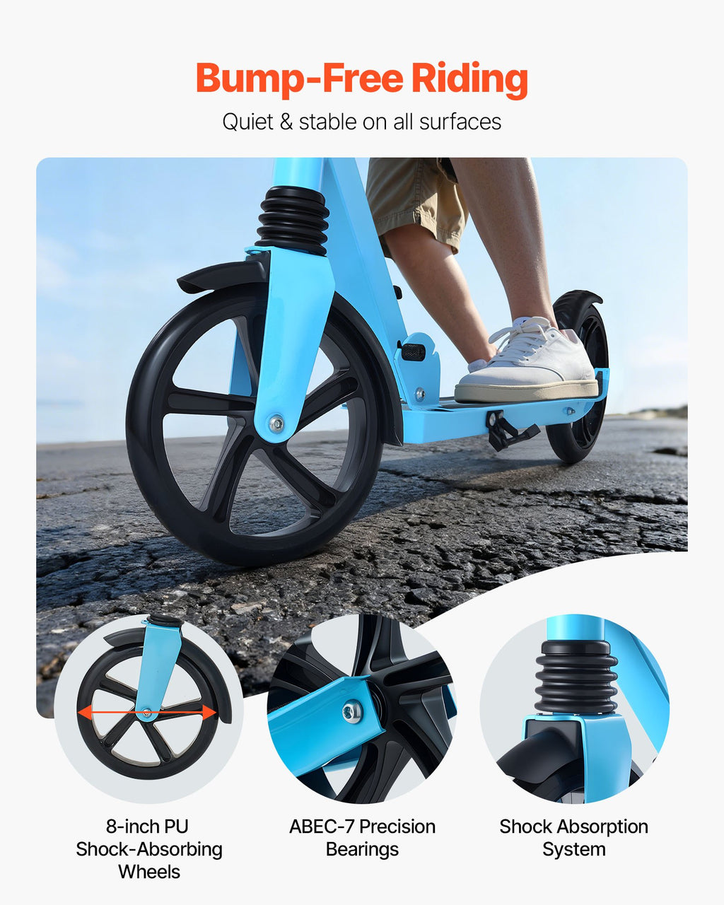 Sparkcykel för barn från 8 år, tonåringar och vuxna, 2-hjulig sparkcykel
