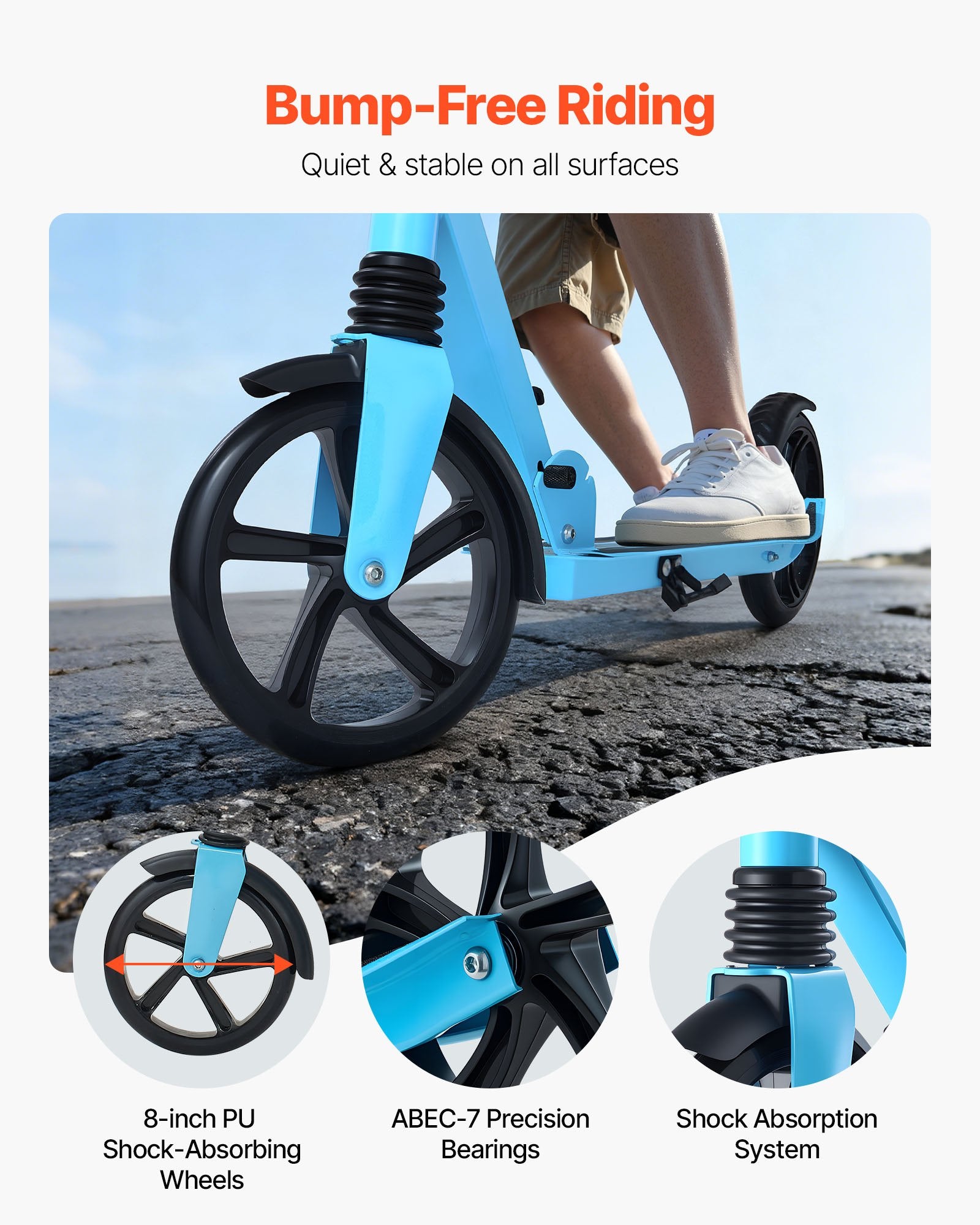 Sparkcykel för barn från 8 år, tonåringar och vuxna, 2-hjulig sparkcykel