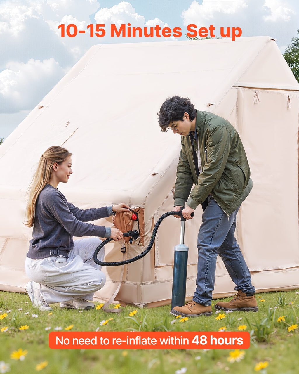 Inflatable Tents for Camping, 3-5 Person Easy Setup Blow up Tent with