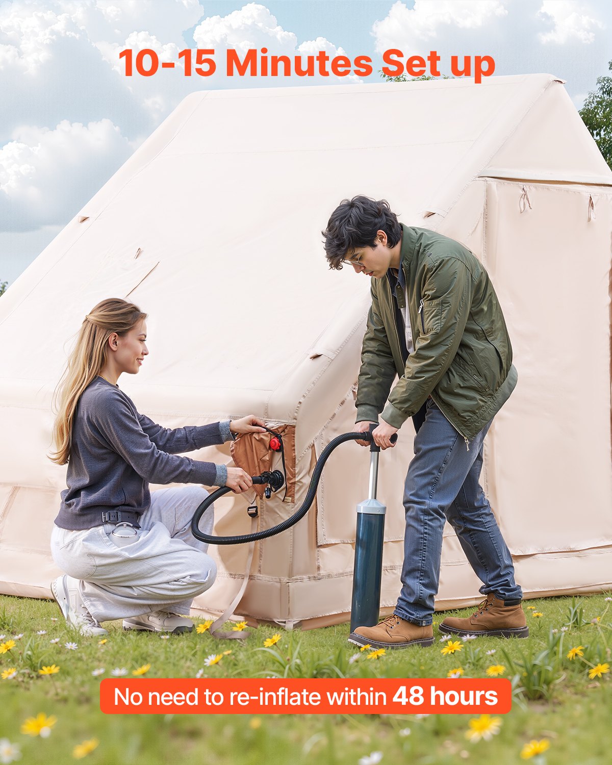 Inflatable Tents for Camping, 3-5 Person Easy Setup Blow up Tent with
