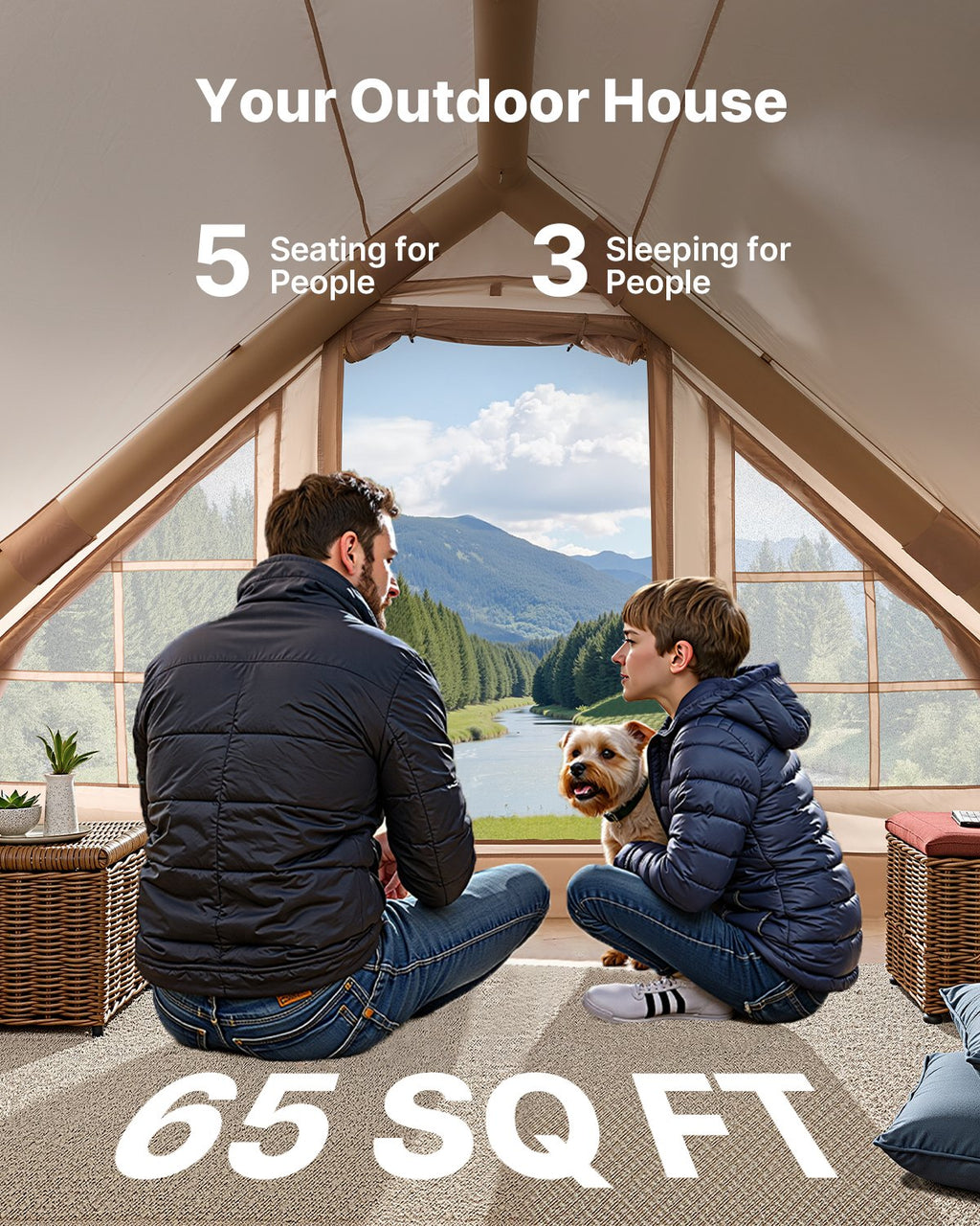 Inflatable Tents for Camping, 3-5 Person Easy Setup Blow up Tent with