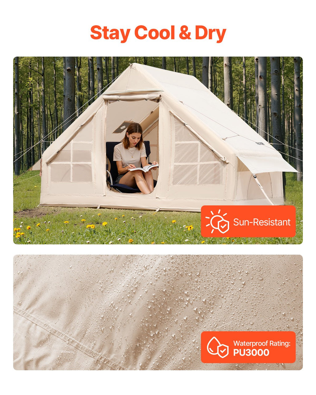 Inflatable Tents for Camping, 3-5 Person Easy Setup Blow up Tent with