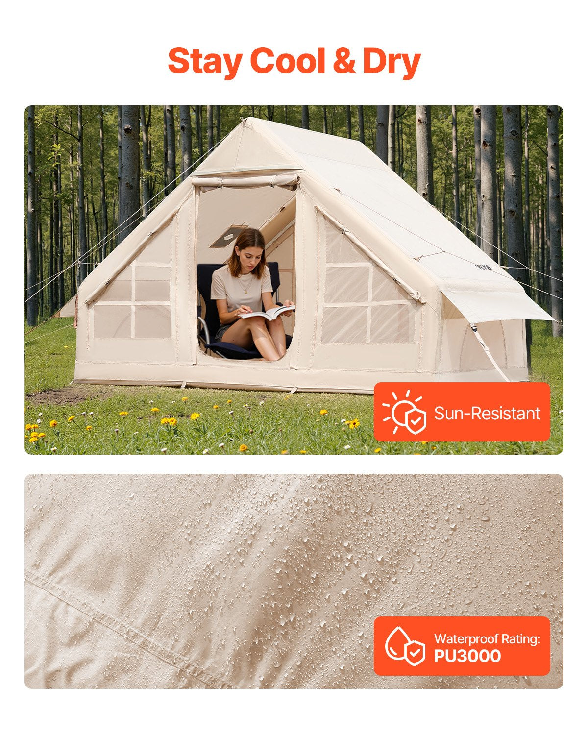 Inflatable Tents for Camping, 3-5 Person Easy Setup Blow up Tent with