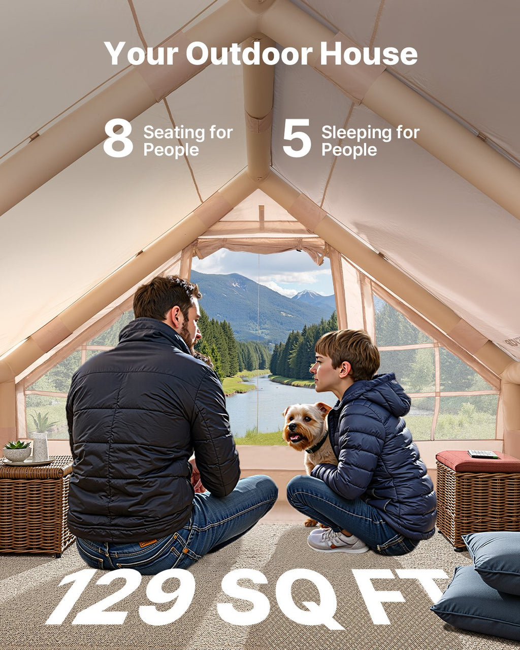 Inflatable Tents for Camping, 5-8 Person Easy Setup Blow up Tent with