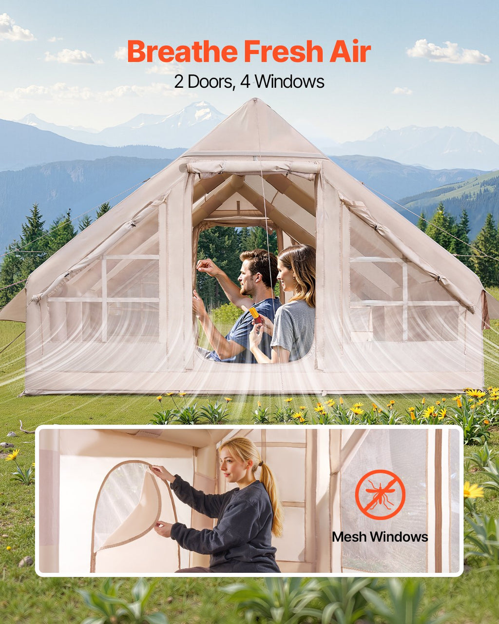 Inflatable Tents for Camping, 5-8 Person Easy Setup Blow up Tent with