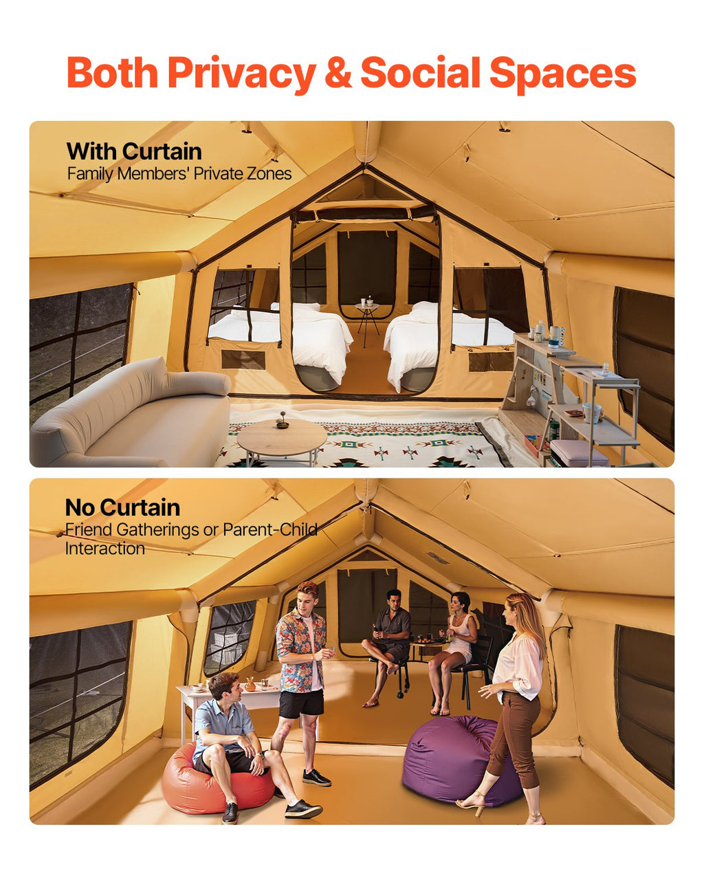 Inflatable Tents for Camping, 8-12 Person Easy Setup Blow up Tent with
