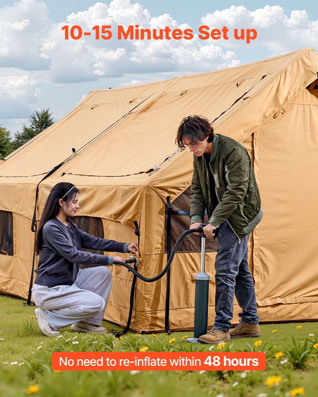 Inflatable Tents for Camping, 8-12 Person Easy Setup Blow up Tent with