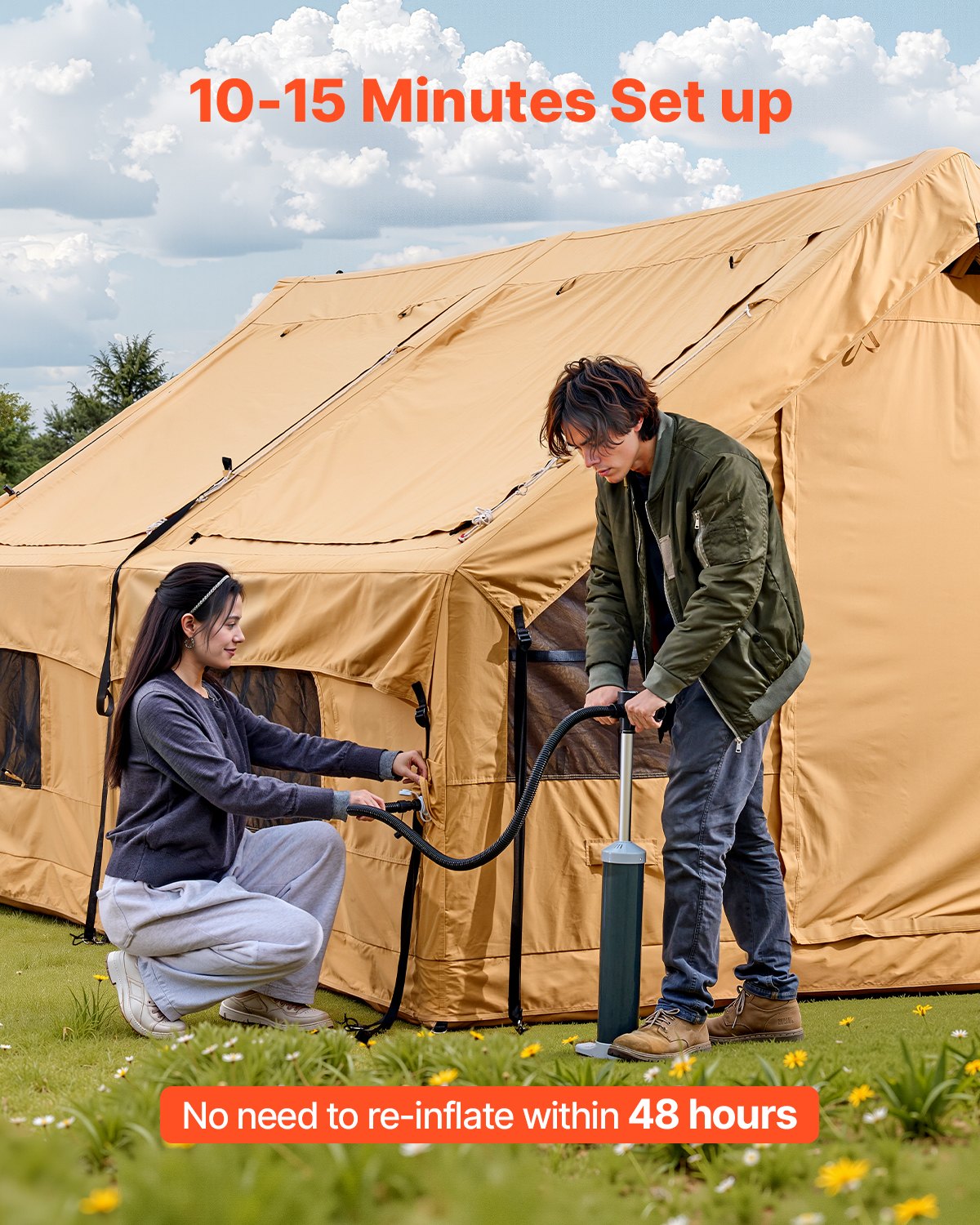 Inflatable Tents for Camping, 8-12 Person Easy Setup Blow up Tent with