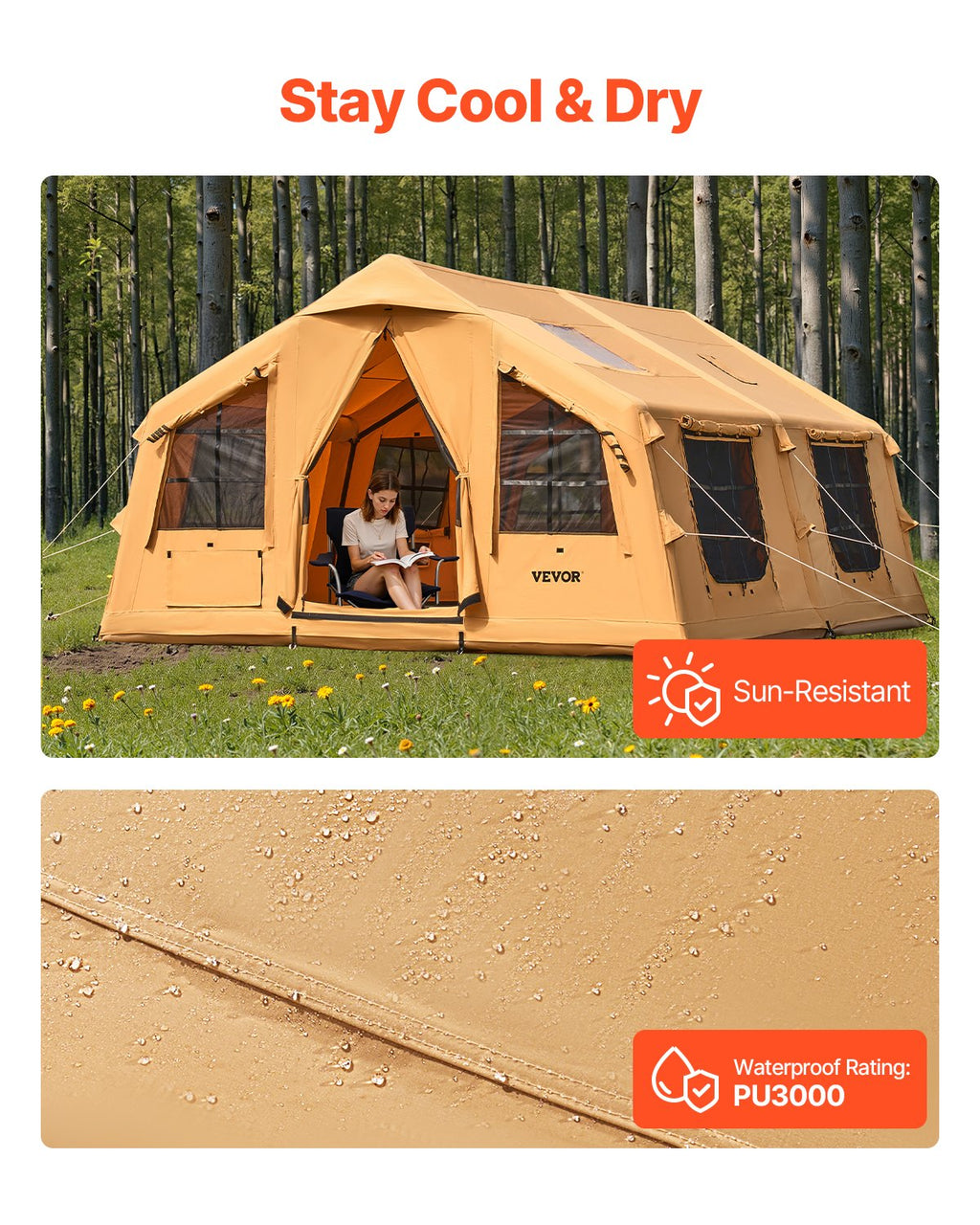 Inflatable Tents for Camping, 8-12 Person Easy Setup Blow up Tent with