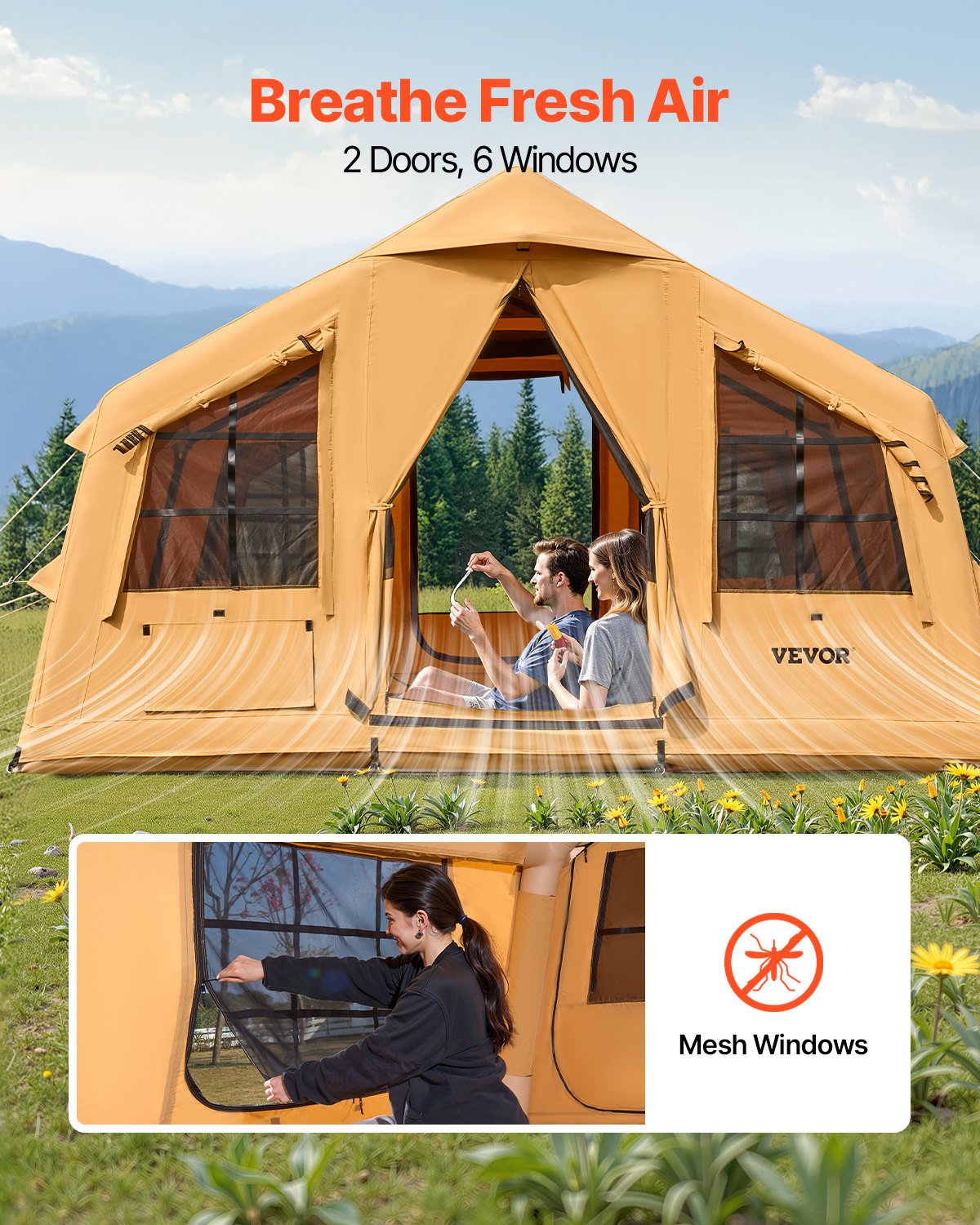 Inflatable Tents for Camping, 8-12 Person Easy Setup Blow up Tent with