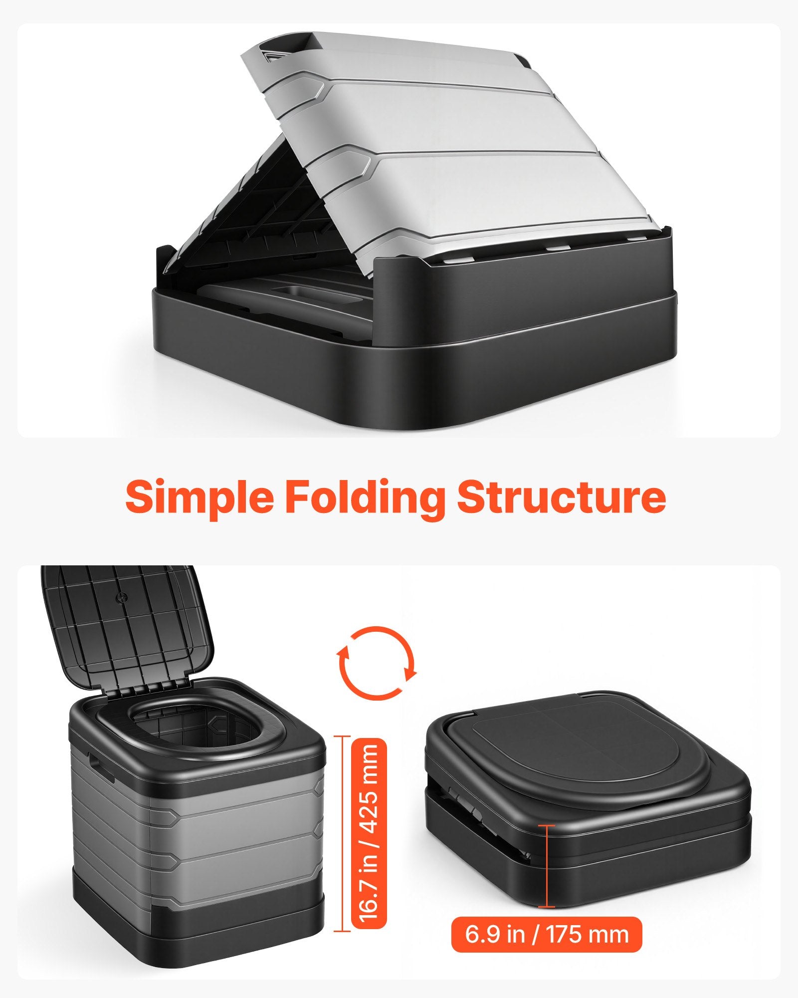 Portable Toilet, 150 kg Load Capacity, Folding Camping Toilet for