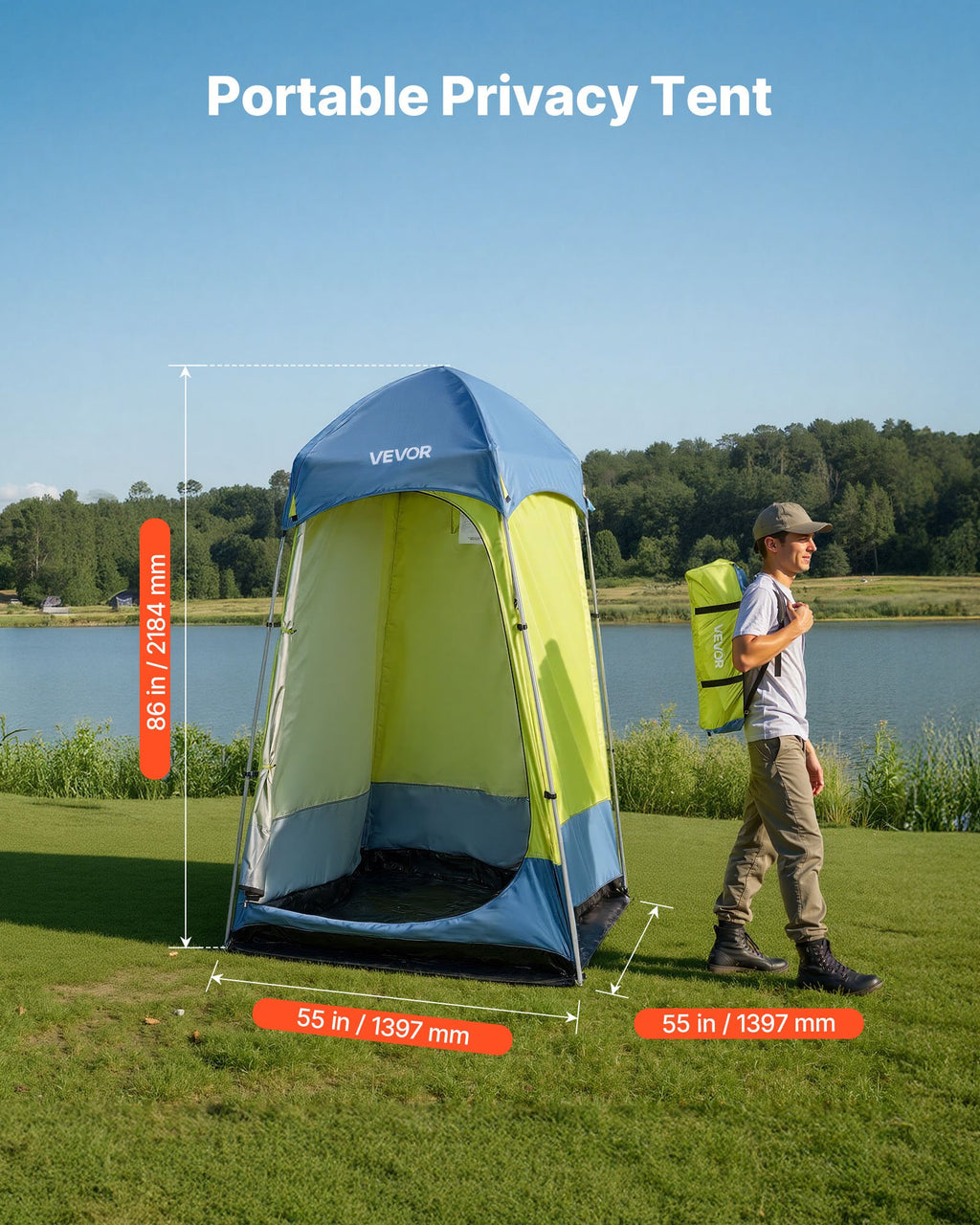 Camping Shower Tent, 1 Room, Portable Privacy Tent Changing Room with