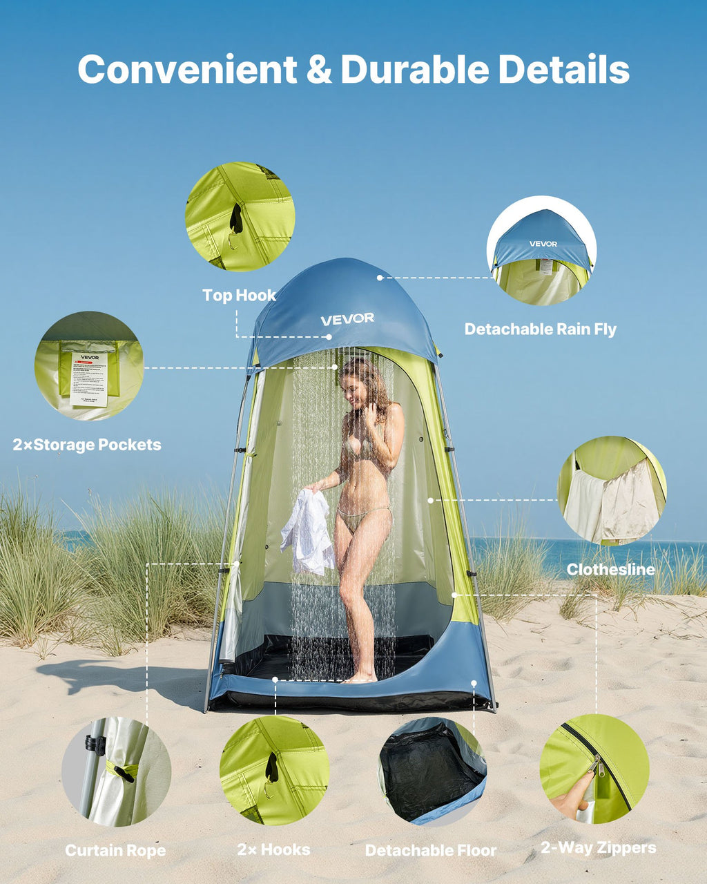 Camping Shower Tent, 1 Room, Portable Privacy Tent Changing Room with
