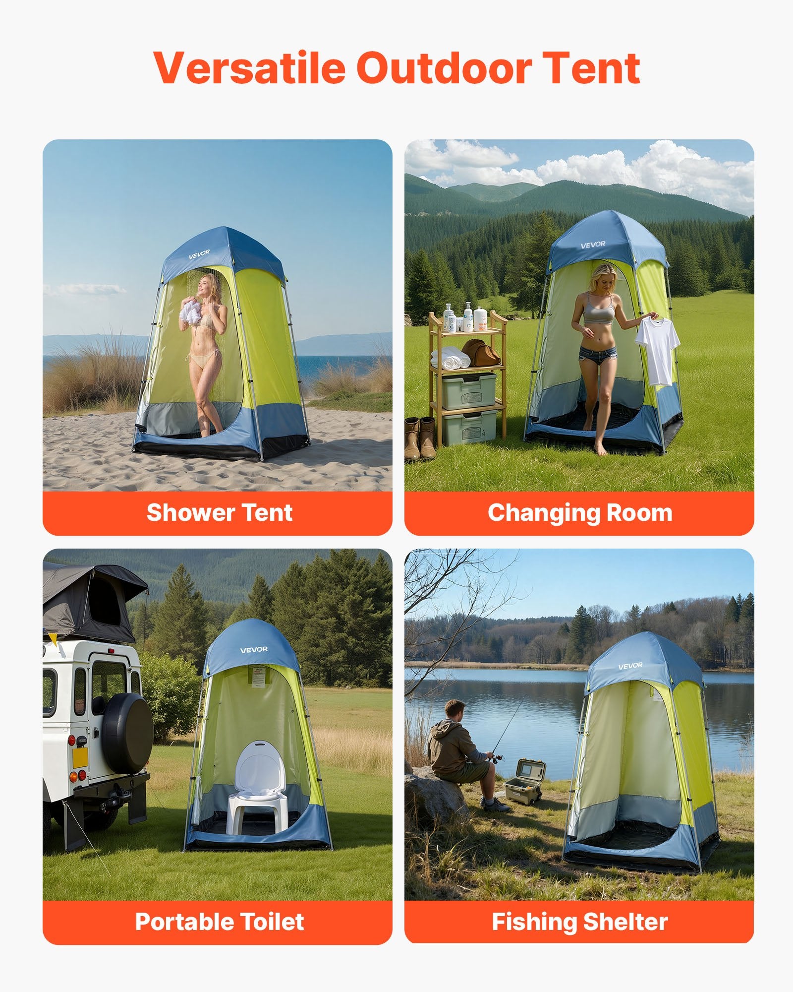 Camping Shower Tent, 1 Room, Portable Privacy Tent Changing Room with