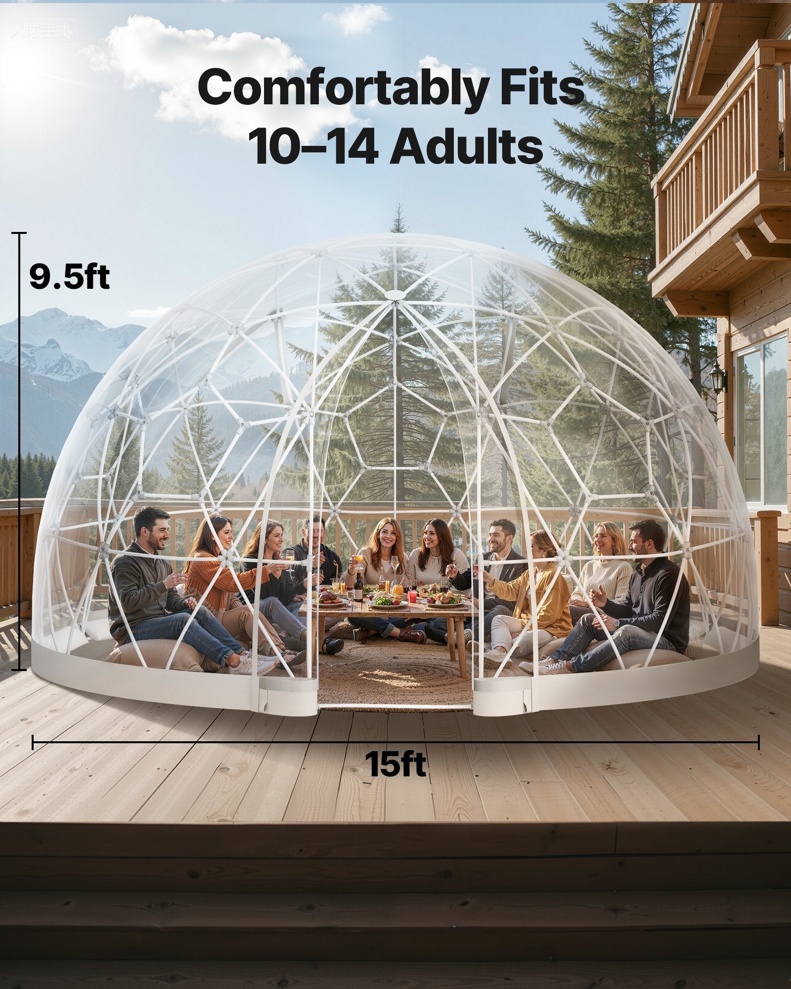 Garden Dome Igloo, 4,5 x 2,7 m utomhus genomskinligt bubbeltält för 4-7 personer  väderbeständigt geodesiskt kupolväxthus med fönster, PVC-iglotält för uteplatser, camping, fest, bröllop