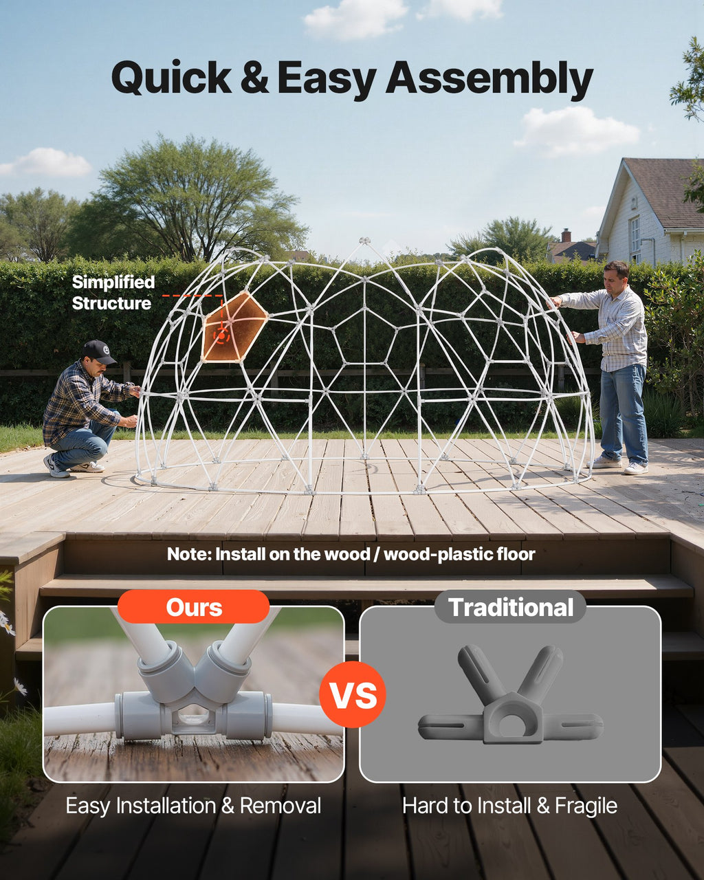 Garden Dome Igloo, 4,5 x 2,7 m utomhus genomskinligt bubbeltält för 4-7 personer  väderbeständigt geodesiskt kupolväxthus med fönster, PVC-iglotält för uteplatser, camping, fest, bröllop