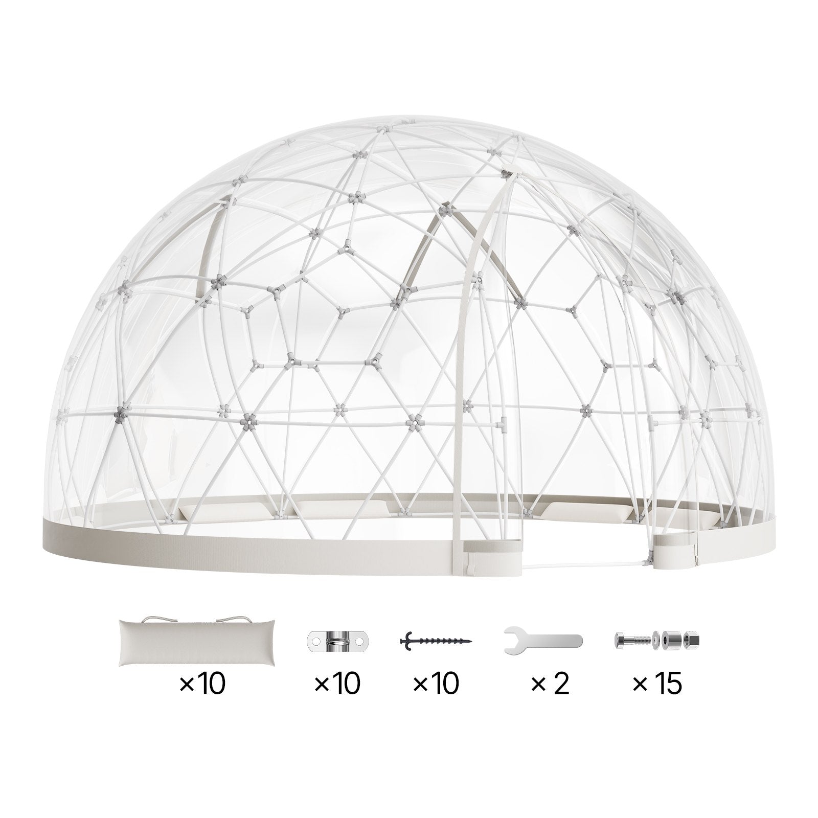 Garden Dome Igloo, 4,5 x 2,7 m utomhus genomskinligt bubbeltält för 4-7 personer  väderbeständigt geodesiskt kupolväxthus med fönster, PVC-iglotält för uteplatser, camping, fest, bröllop