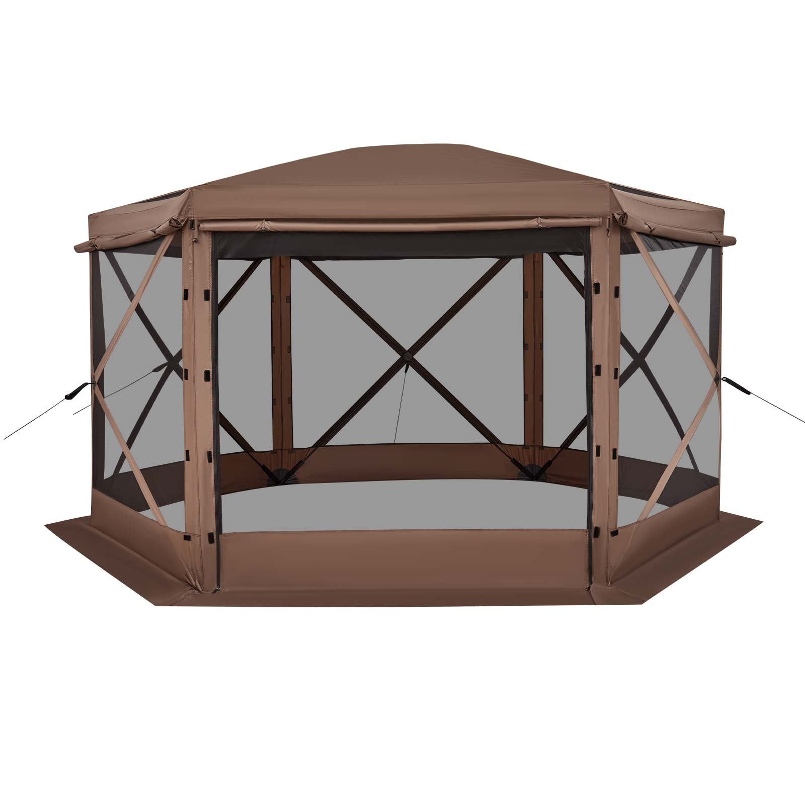 Pop up Gazebo Screen Tent, 3.6 x 3.6 m Large 6-Sided Camping Canopy