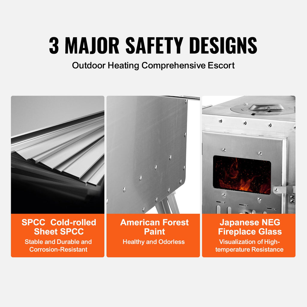 Wood Stove, 218.44 cm, Stainless Steel Camping Tent Stove, Portable
