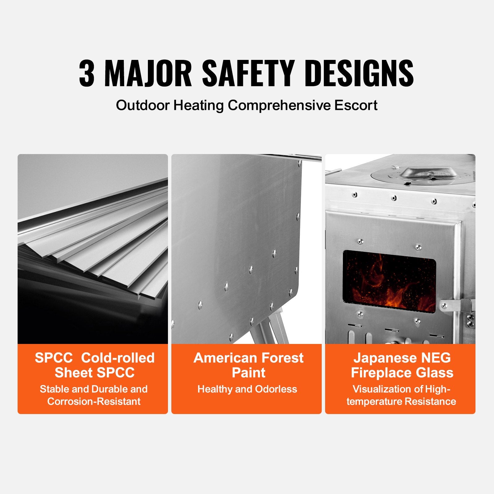 Wood Stove, 218.44 cm, Stainless Steel Camping Tent Stove, Portable