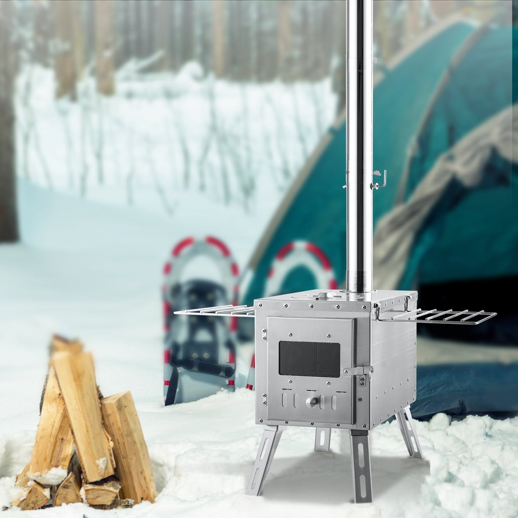 Wood Stove, 218.44 cm, Stainless Steel Camping Tent Stove, Portable