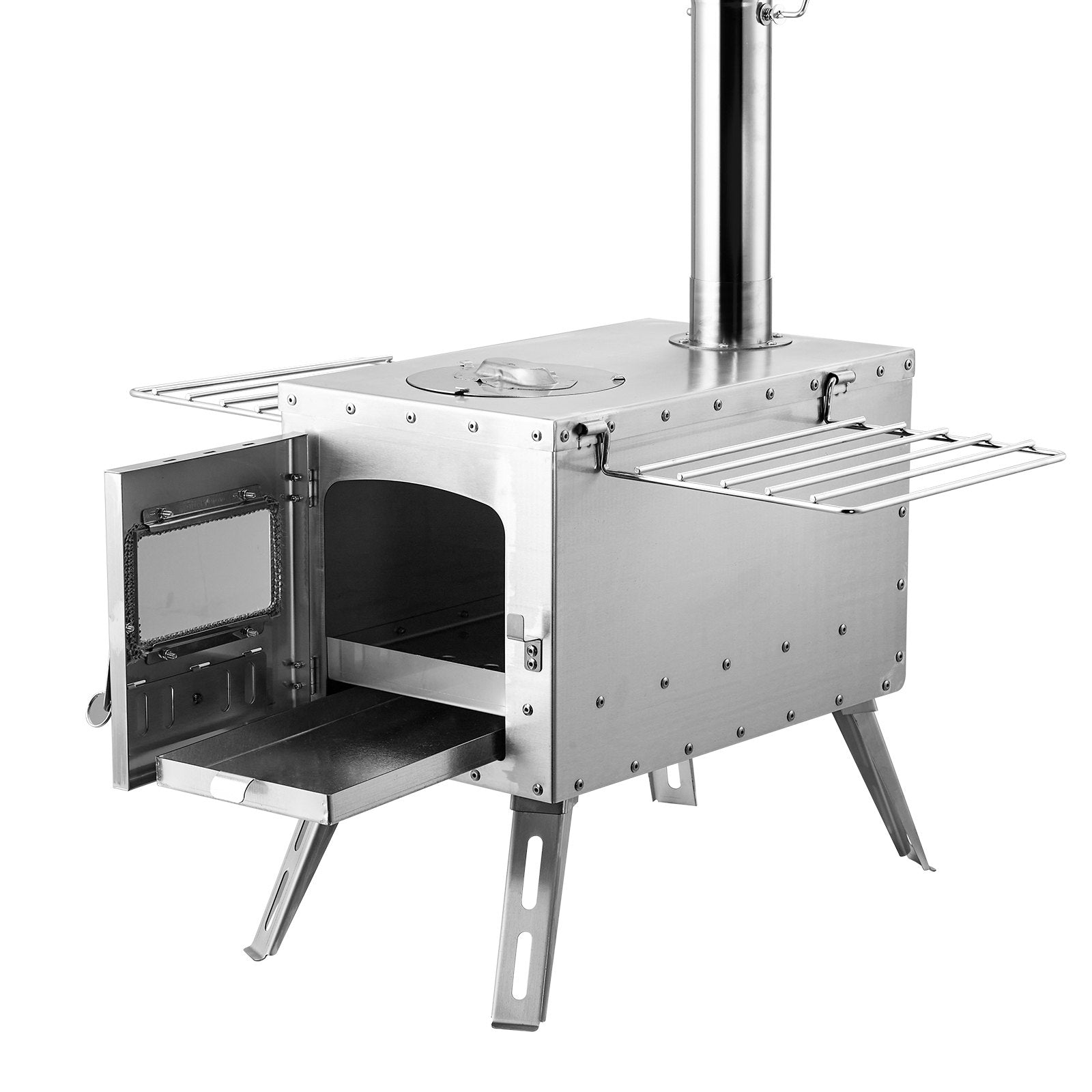 Wood Stove, 218.44 cm, Stainless Steel Camping Tent Stove, Portable